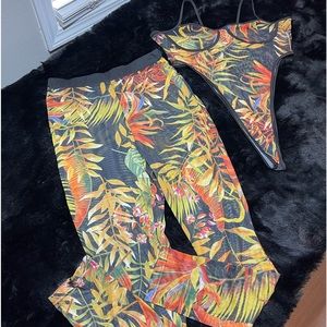Floral mesh, two piece set